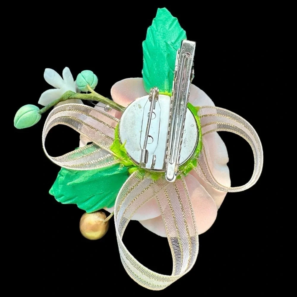 Beautiful Handmade Pink Rose Brooch - NWOT